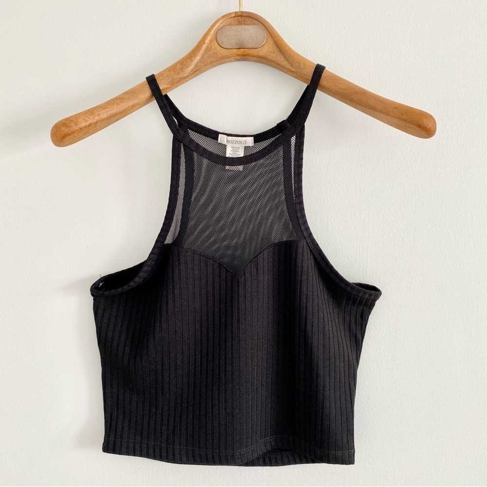 Bozzolo Black Mesh Crop Top Size Medium